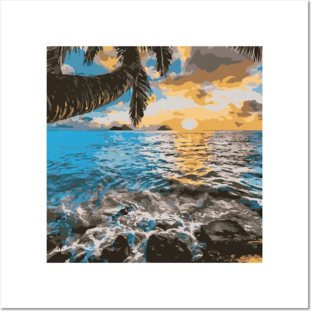 Sunset Beach and Trees I Landscape Calm Love Wall Art by Art by Ergate